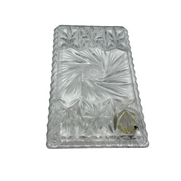 Bohemia Crystal Tray Vintage Heavy Handmade Made in Czech Republic 7.25 X4X.5 - Picture 2 of 6